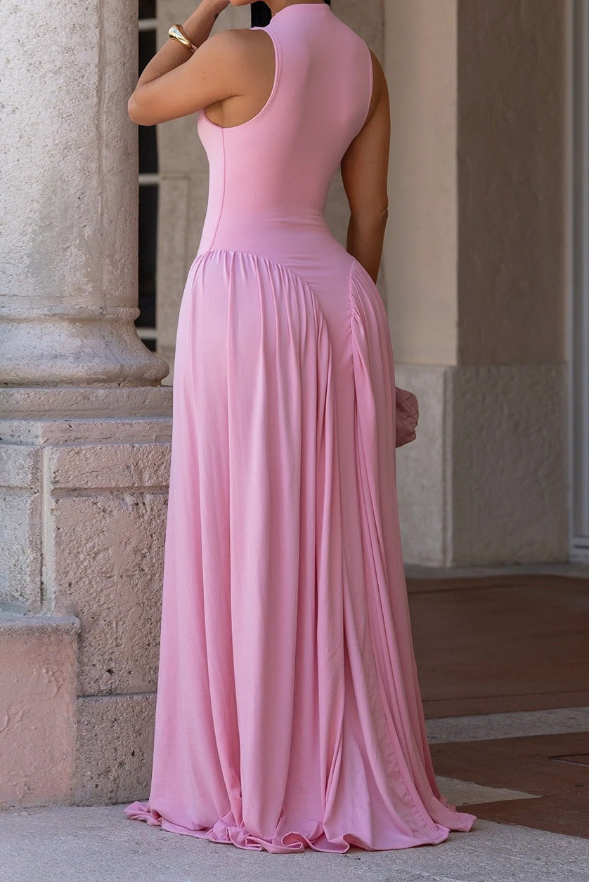 Sleeveless Drop Waist Flowy Maxi Dress
