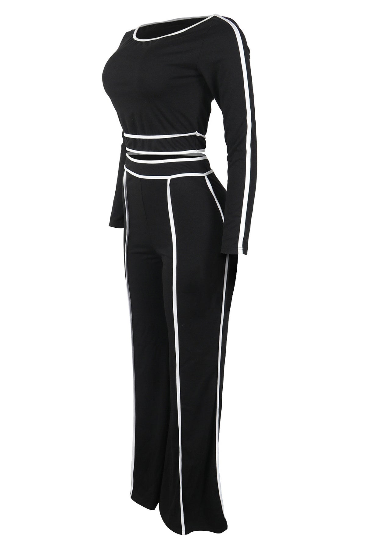 One Shoulder Top and Wide Leg Pants Set