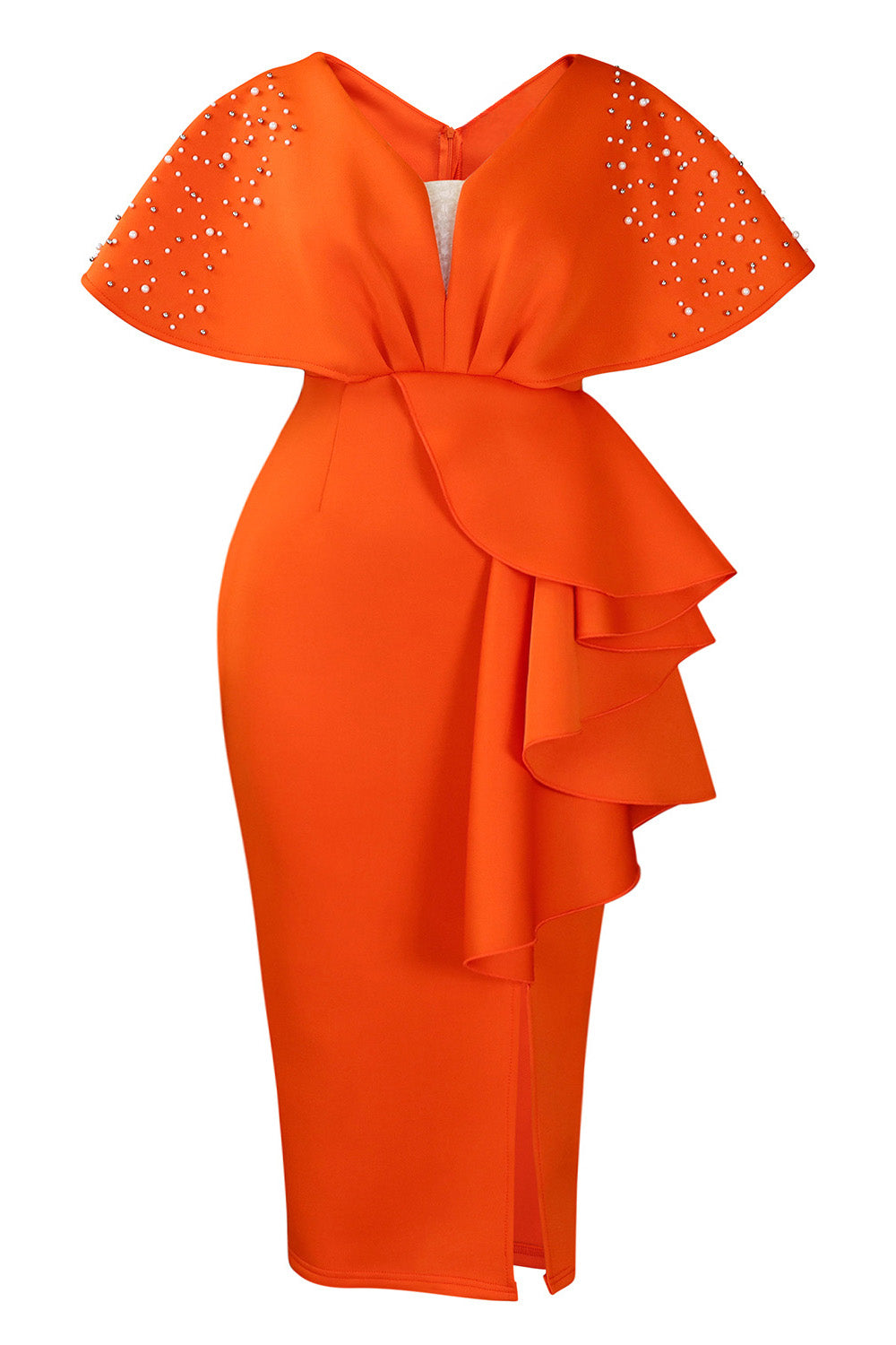 Beaded Ruffled Split Party Dress