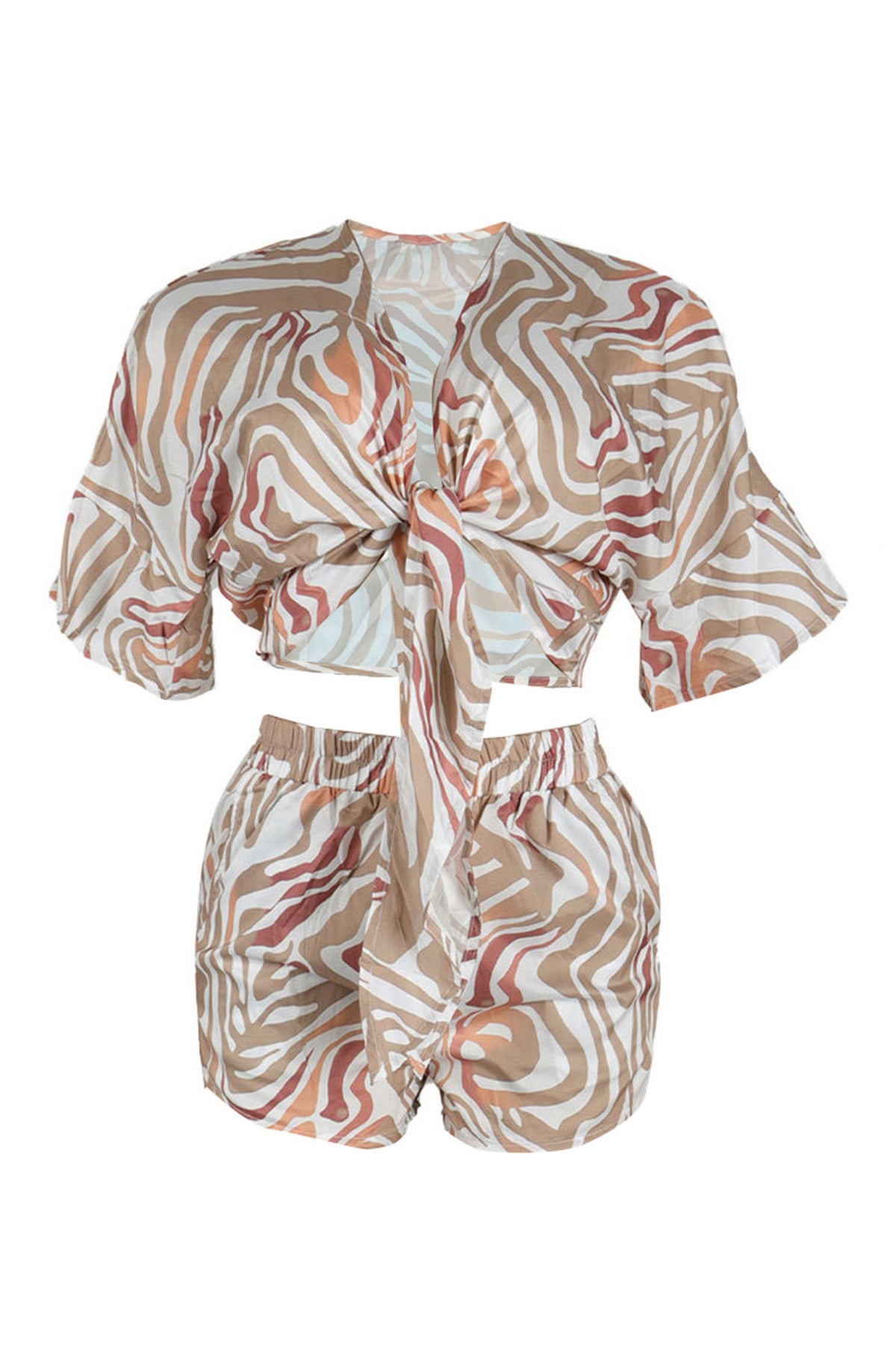 Printed Batwing Sleeve Loose Two-Piece Set