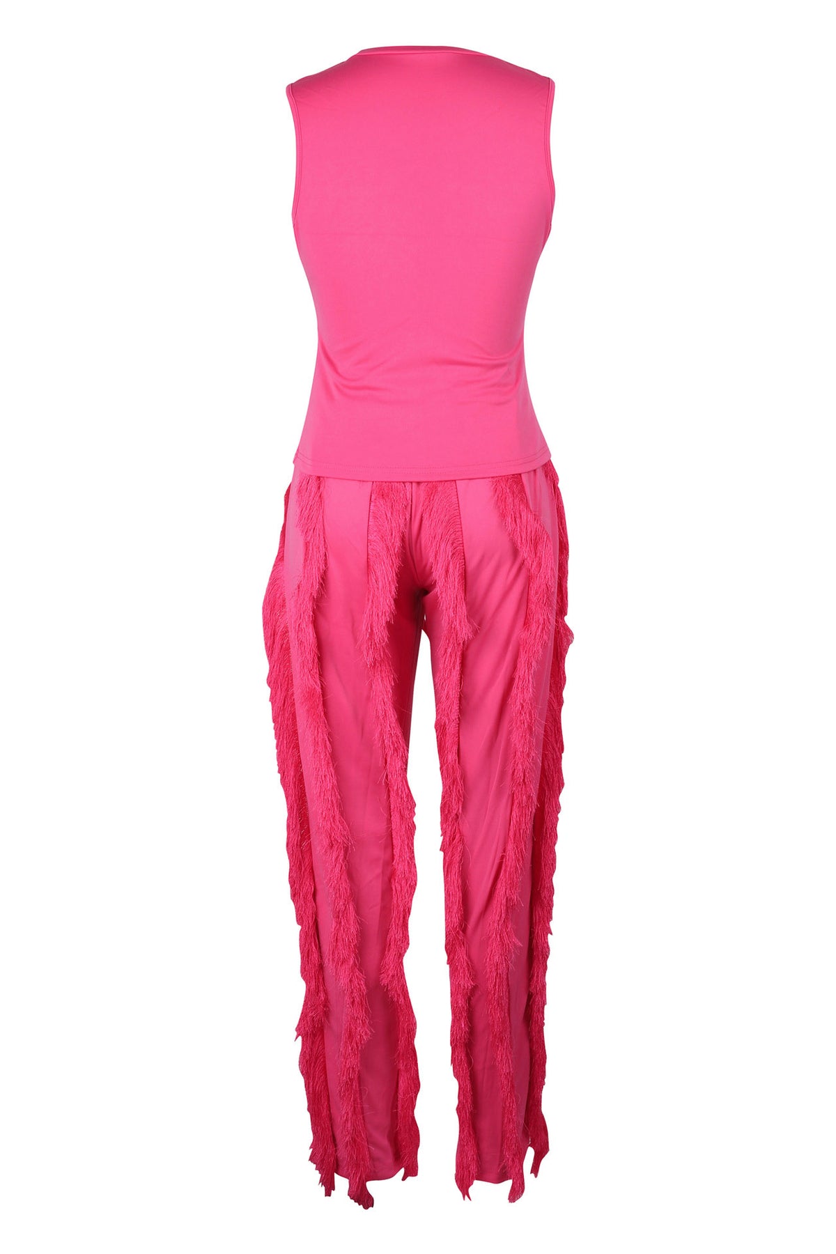 Fringe Pants Sleeveless Casual Two Piece Set