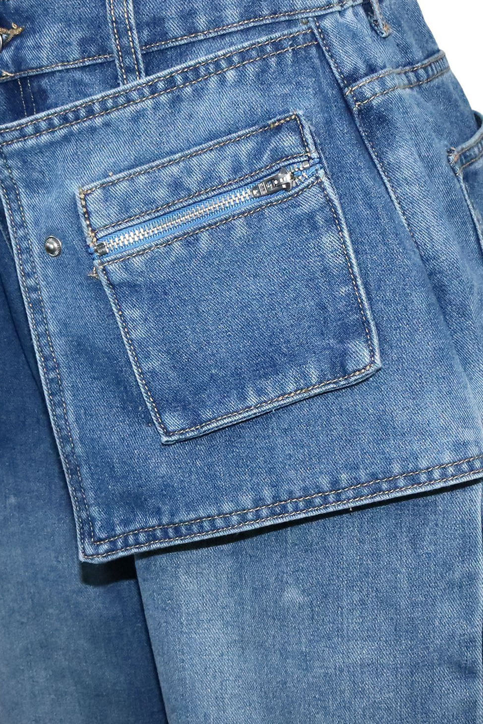 Deconstructed Wide Leg Denim Pants