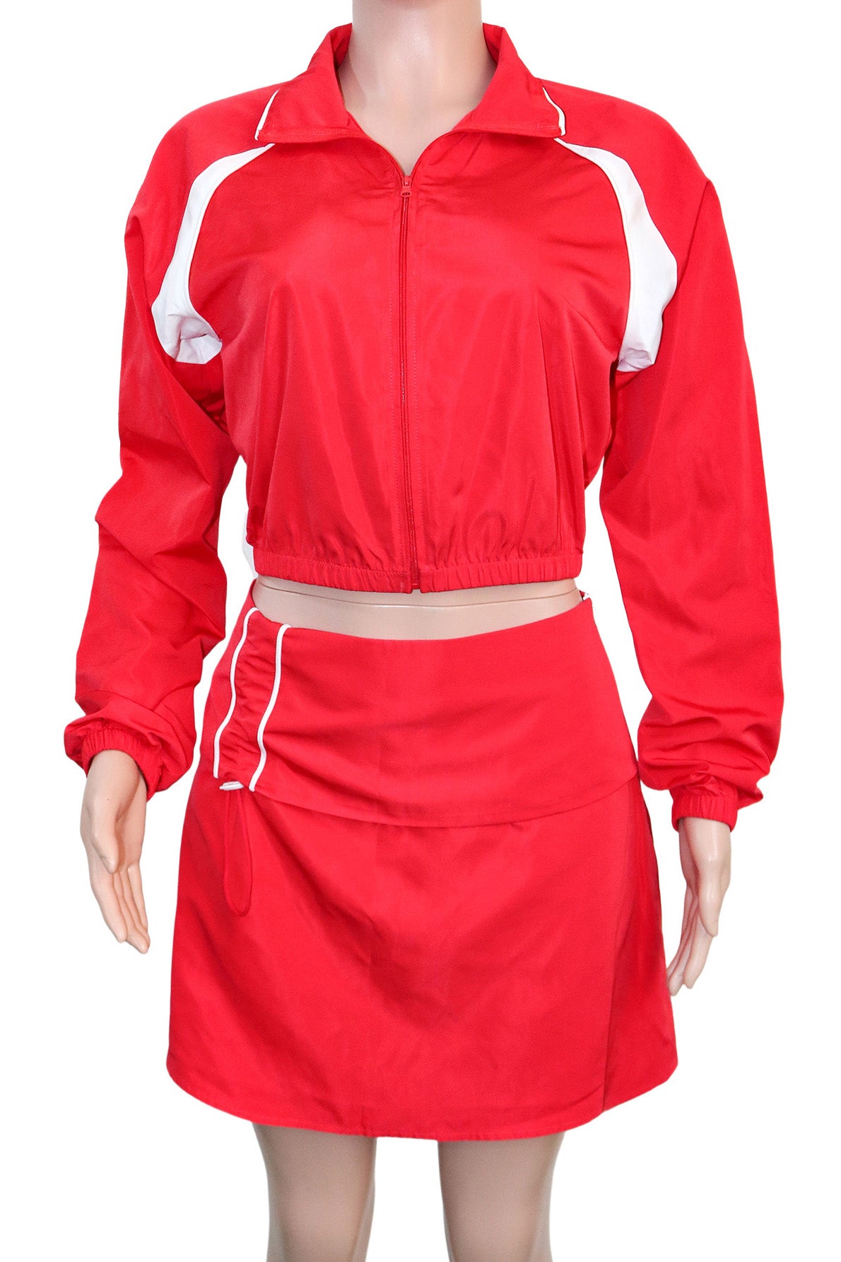 Retro Track Jacket & Mini Skirt Set