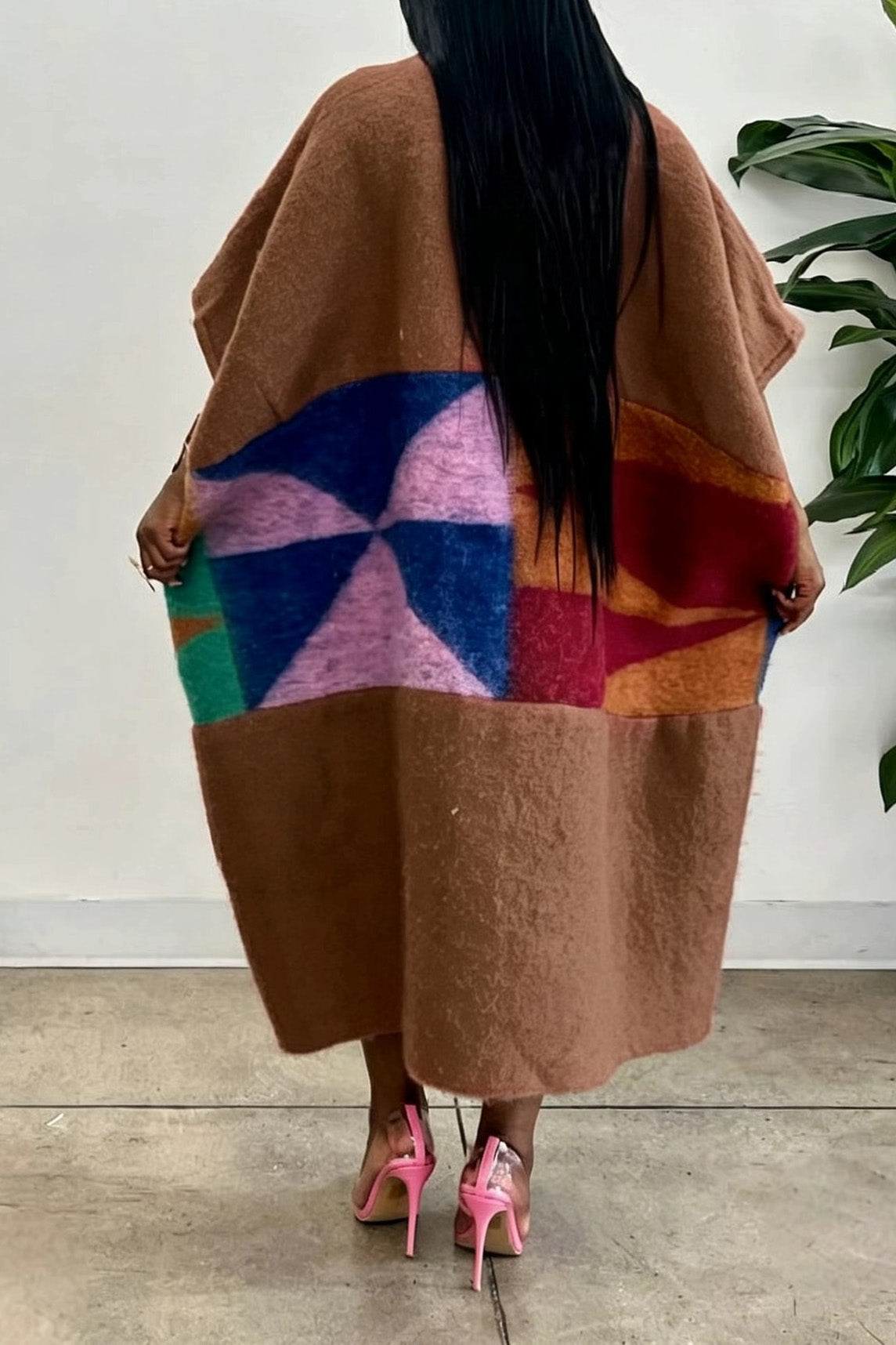Abstract Fringed Oversized Kaftan