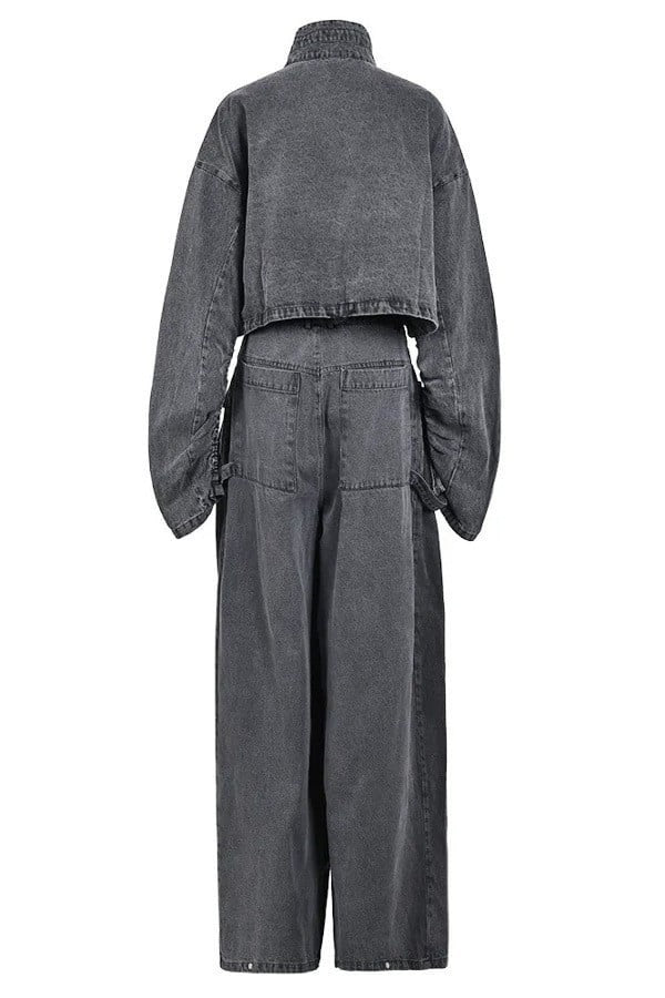 Vintage Washed Denim Two Piece Set