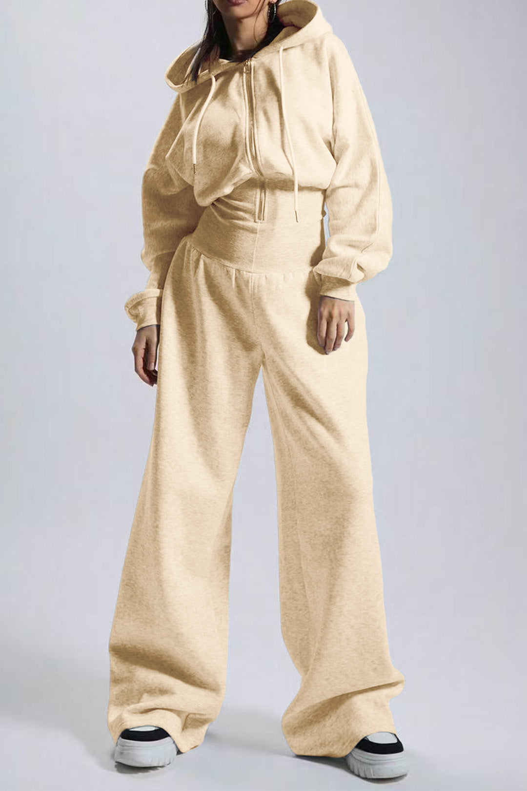 Hooded Drawstring Wide Leg Jumpsuit