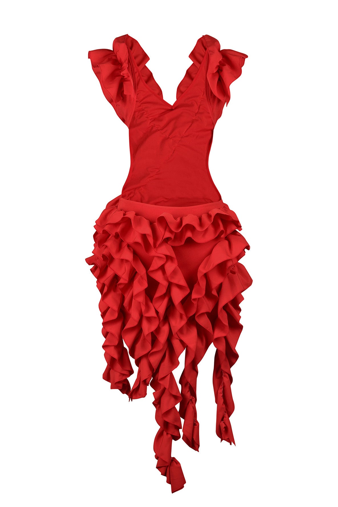 Backless Ruffle Tiered Cutout Mini Dress