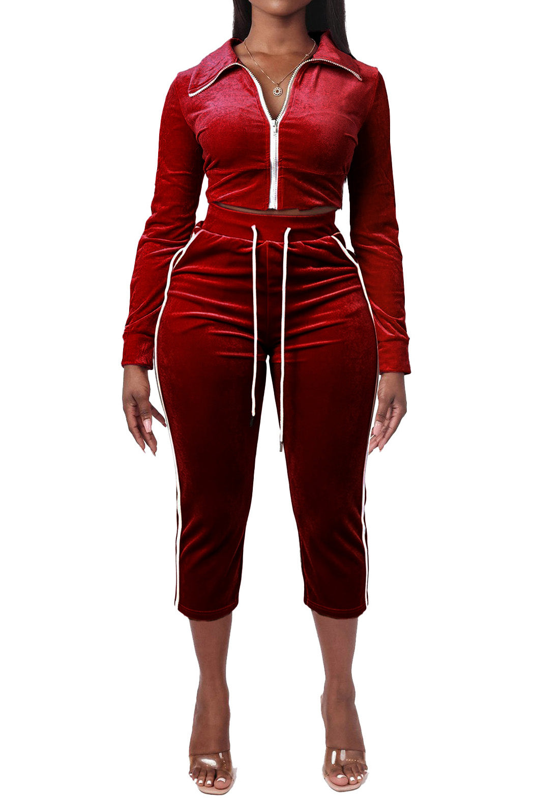 Velour 2-Piece Tracksuit Set