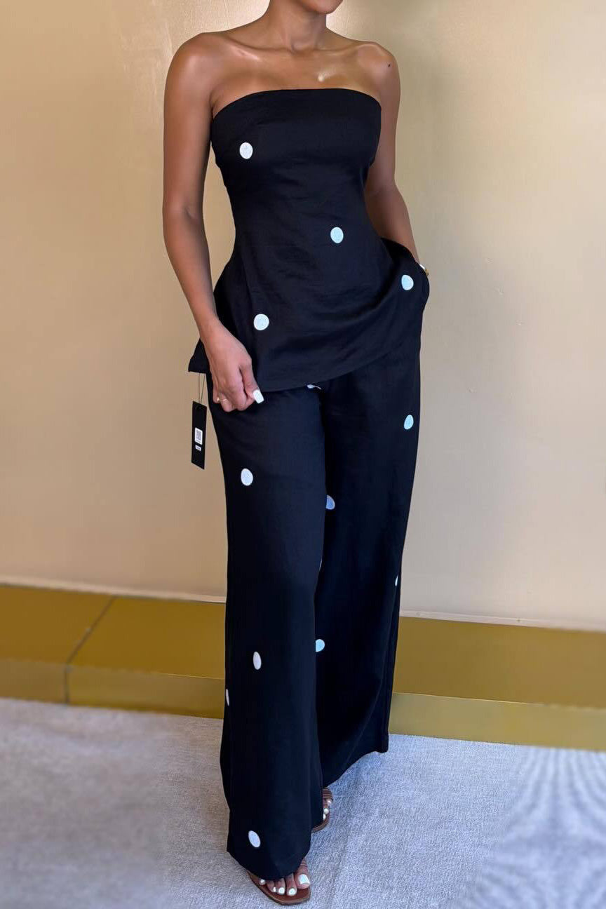 Polka Dot Peplum Pant Set