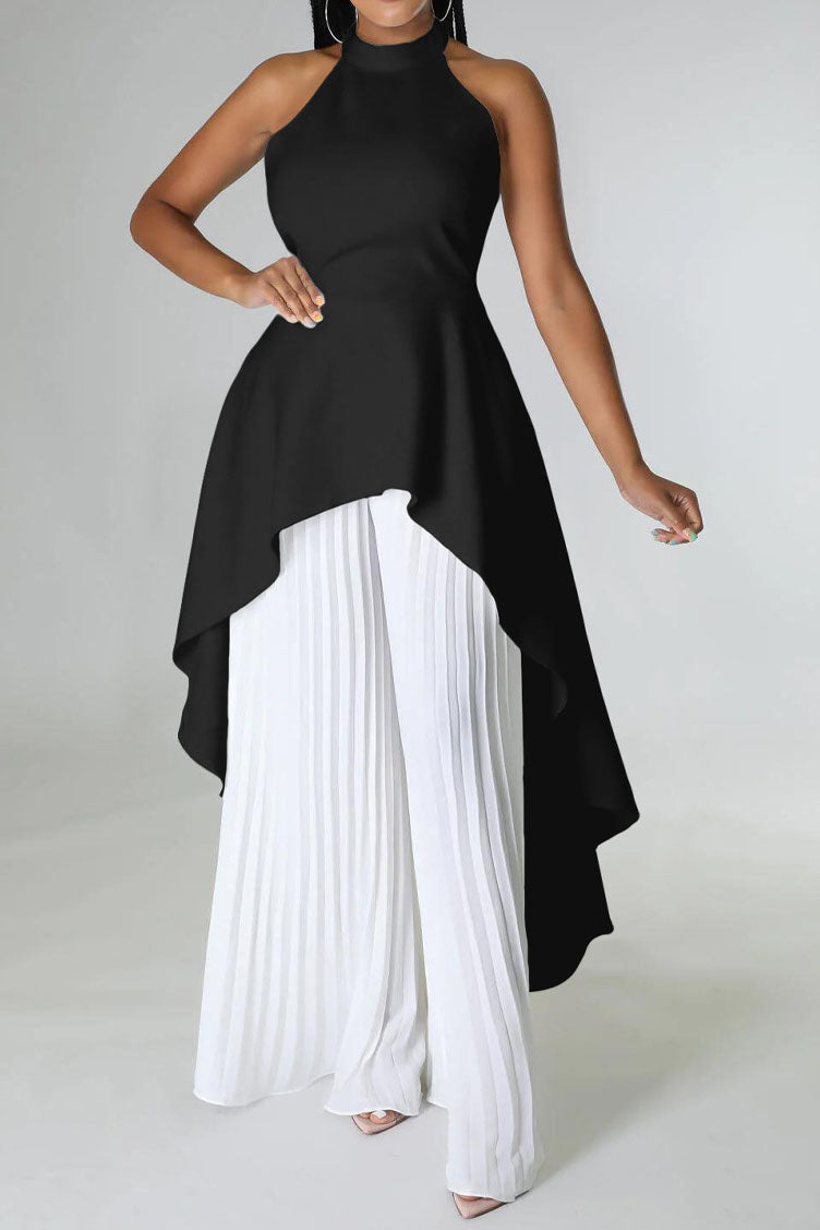 Halter Tunic Top & Pleated Pants Set