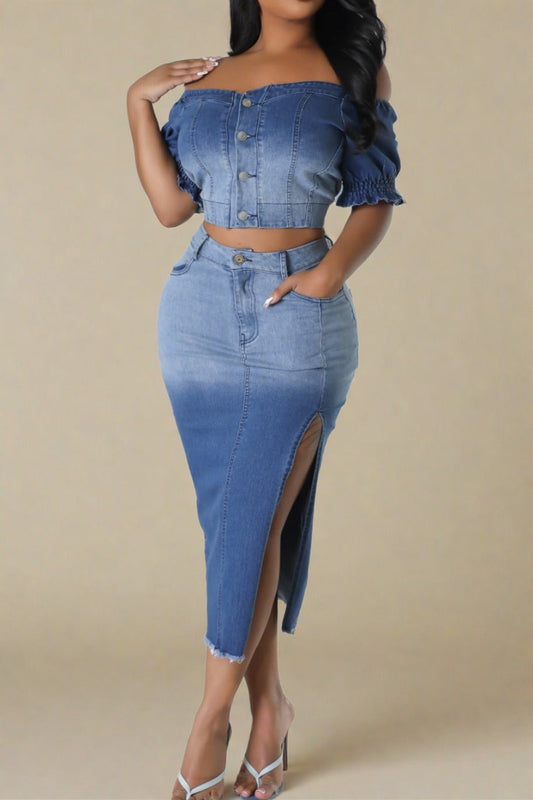 Denim Midi Skirt
