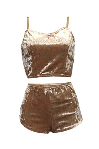 Crushed Velvet Cami & Shorts Lounge Set