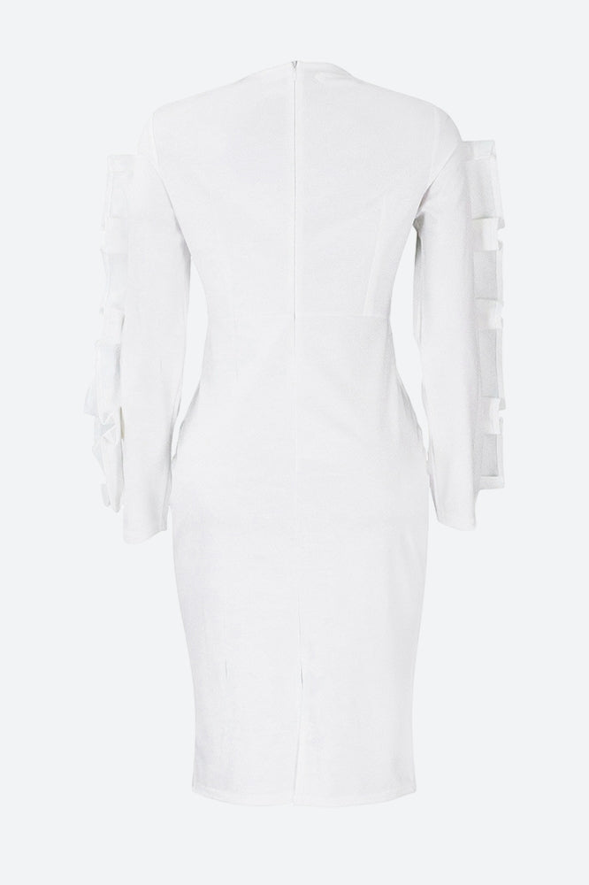 Ruffle Hem Solid Color Bodycon Dress