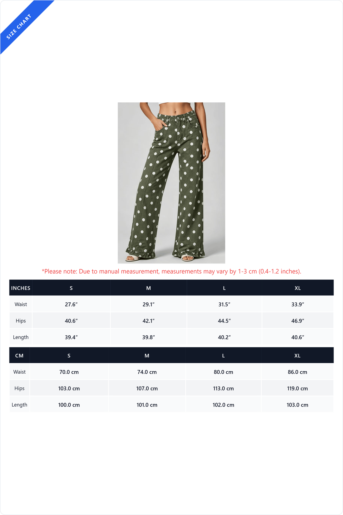 Polka Dot Wide Leg Jeans with Ruffle Hem