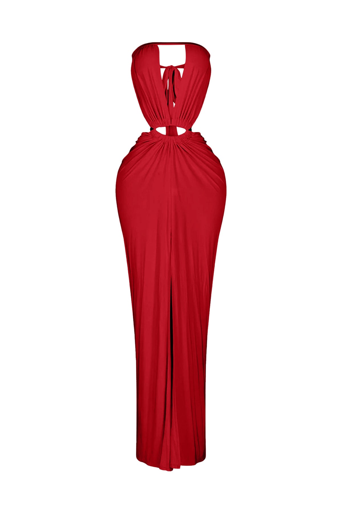 Cutout Ruched High Slit Maxi Dress