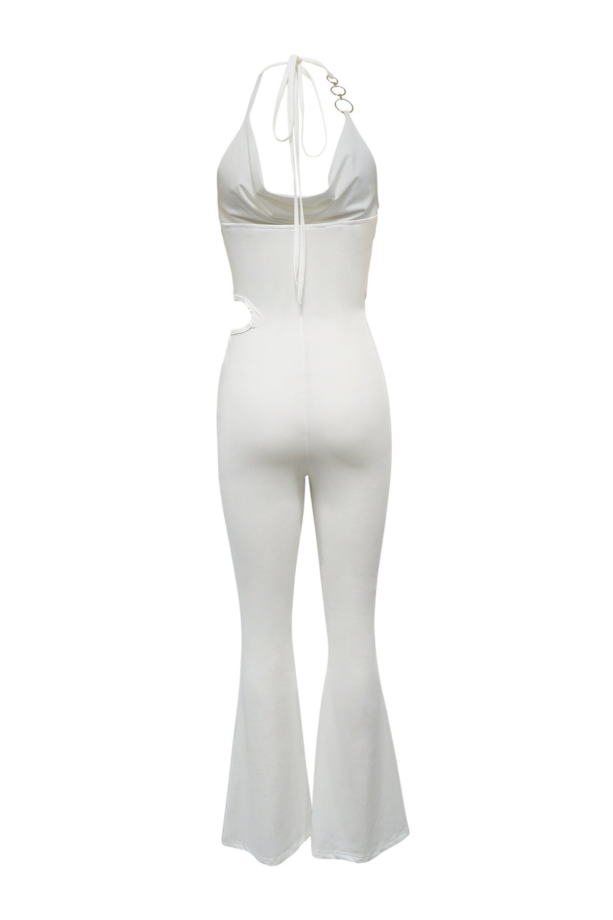 Cowl Neck Cutout Flared Jumpsuit