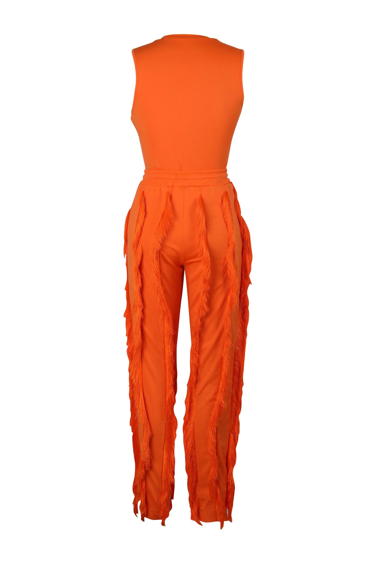 Fringe Pants Sleeveless Casual Two Piece Set