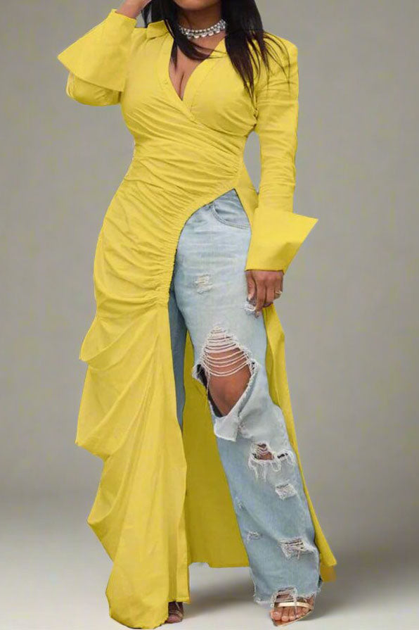 Deep V Side Slit Slim Nightclub Maxi Dress