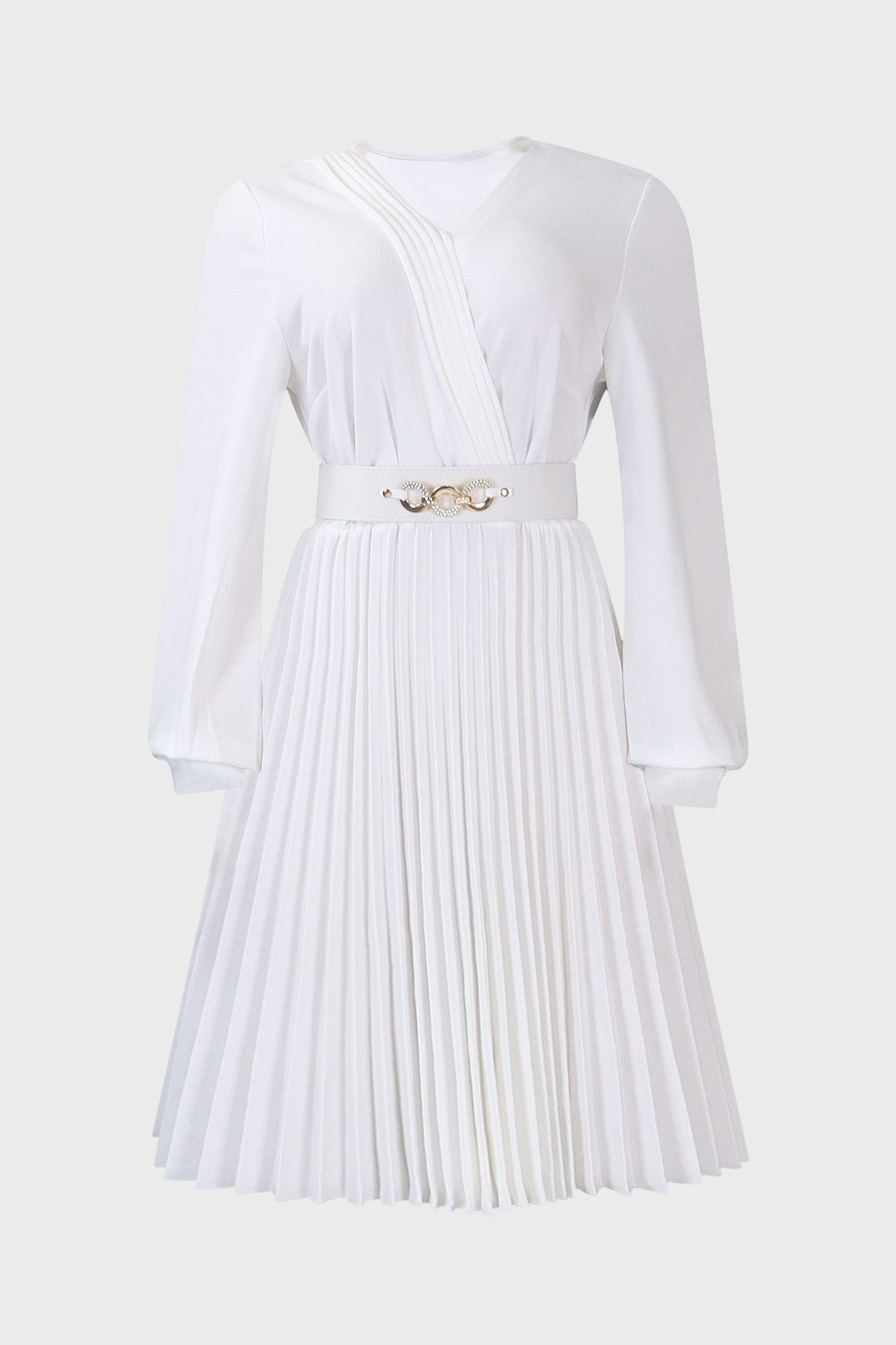 V Neck Long Sleeve Evening Long Dress