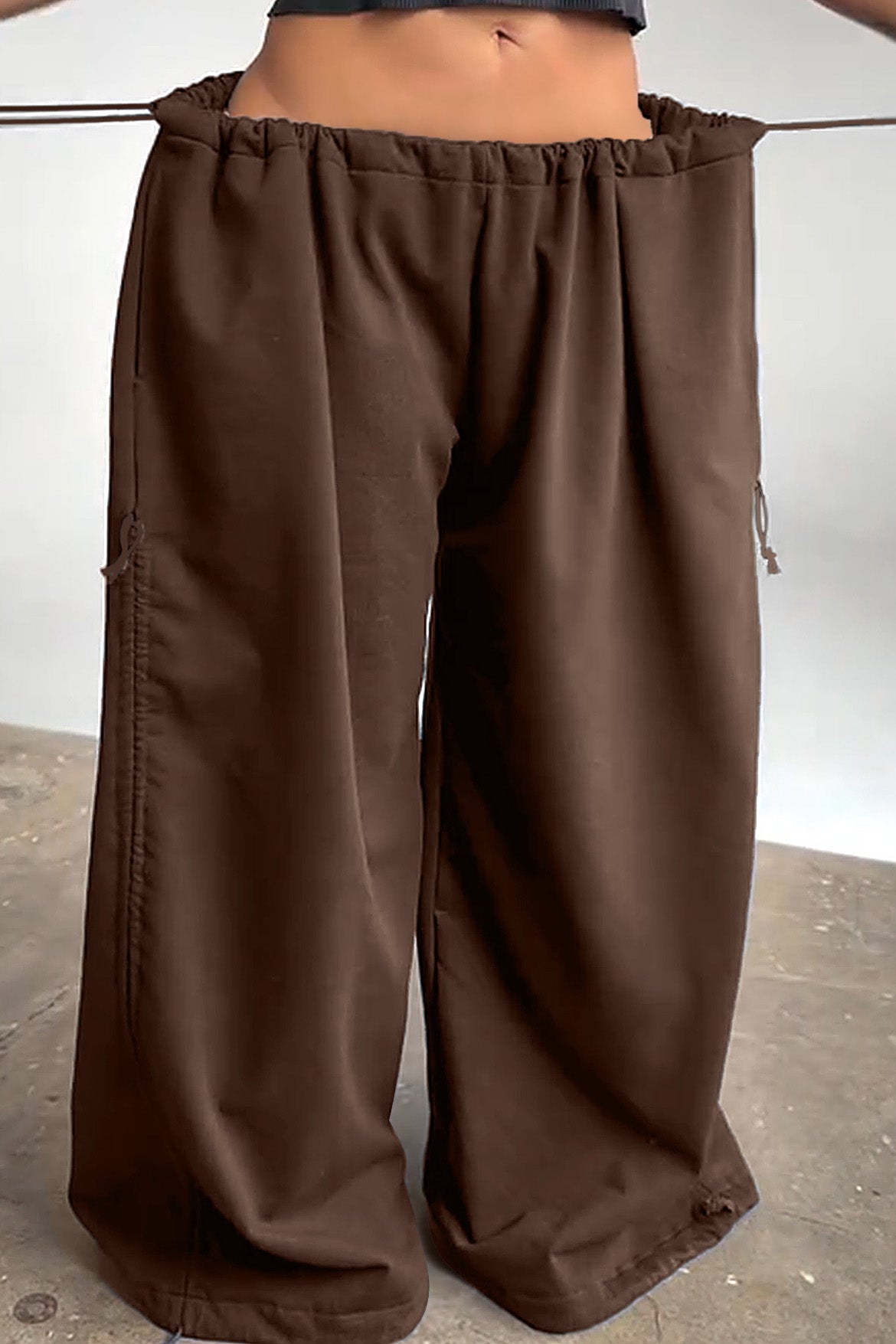 Adjustable Drawstring Baggy Parachute Pants