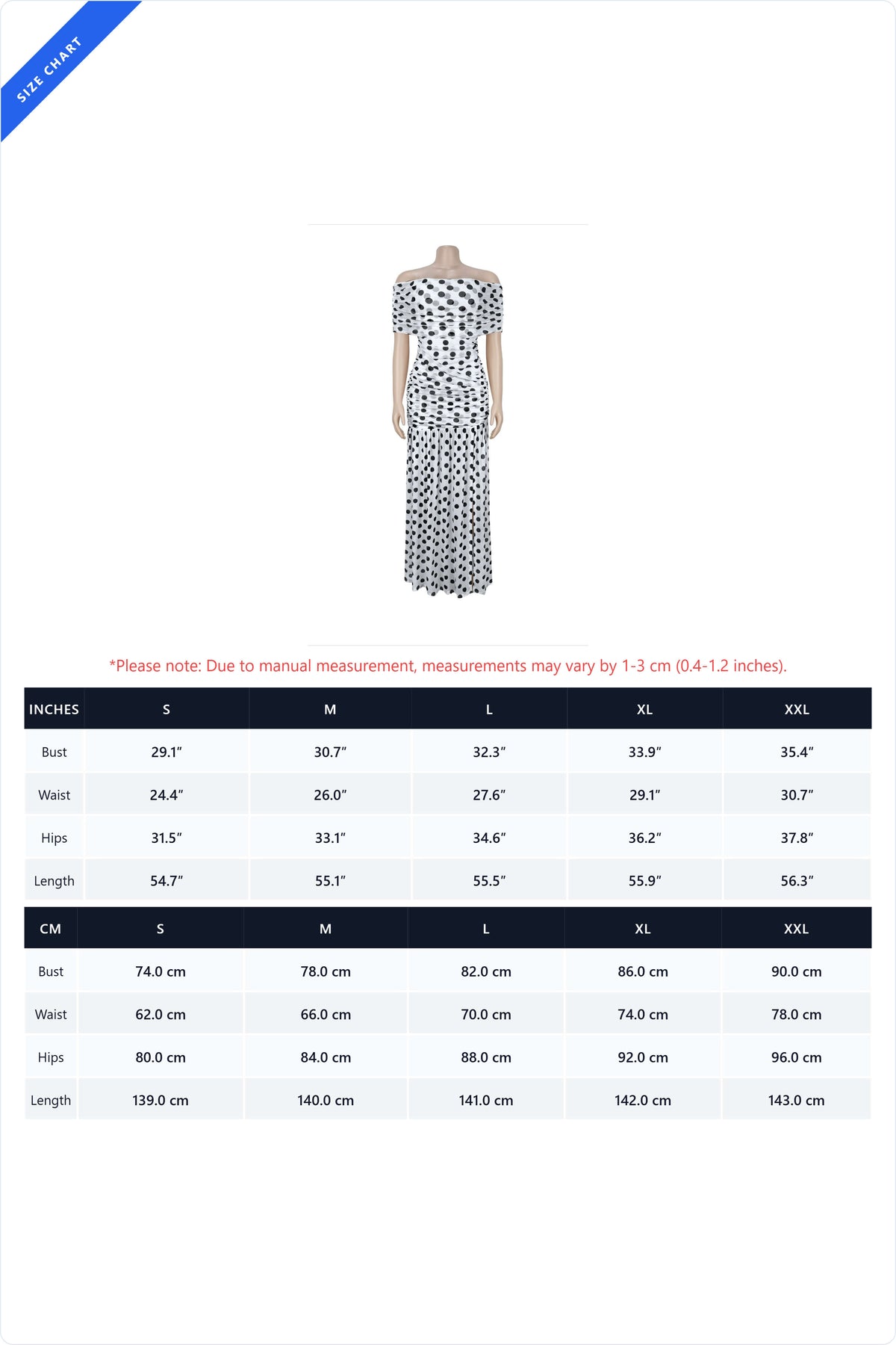 Off-Shoulder Polka Dot Ruched Maxi Dress