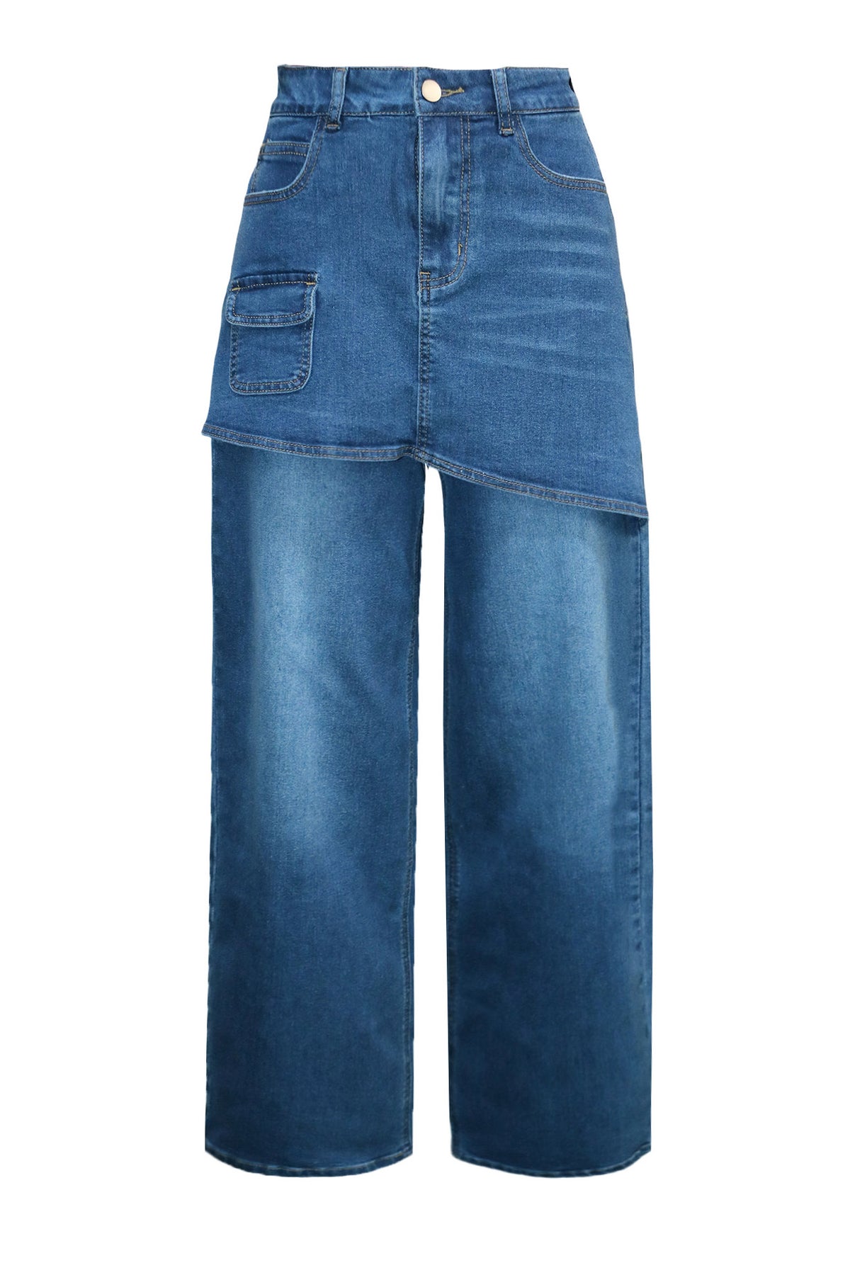 Skirt Overlay Wide Leg Baggy Jeans