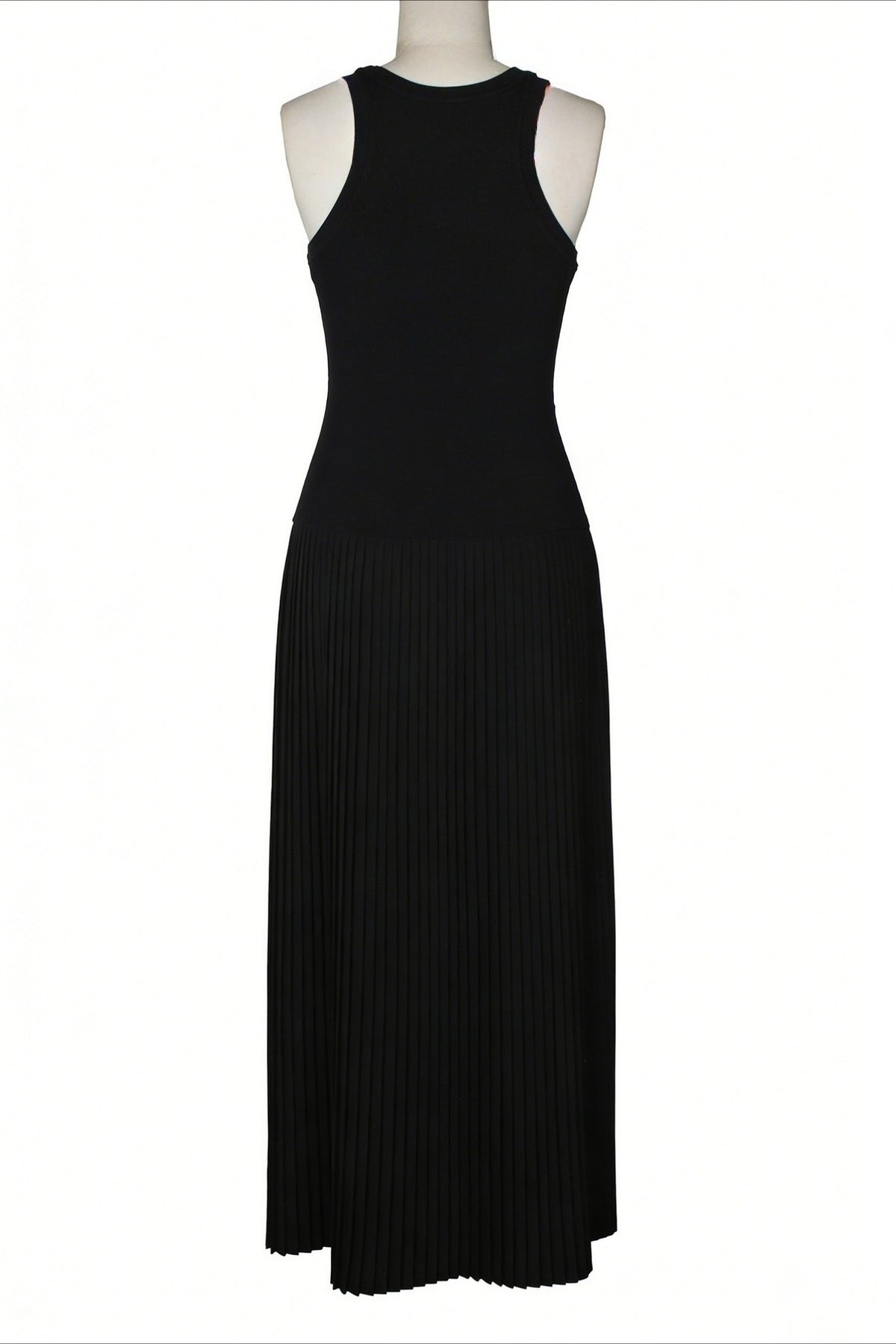 Sporty Contrast-Stripe Pleated Maxi Dress