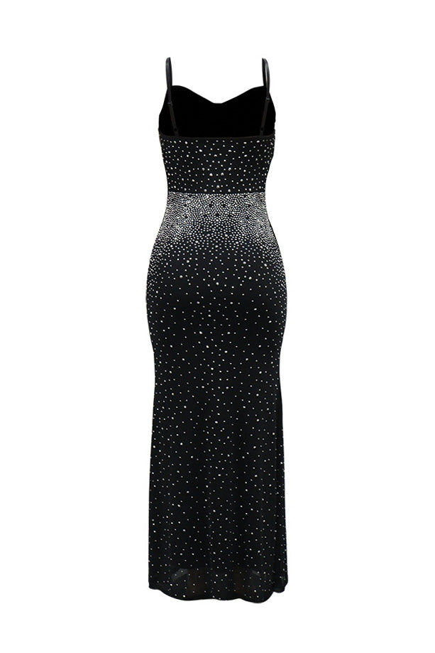 Rhinestone Corset Mermaid Maxi Gown