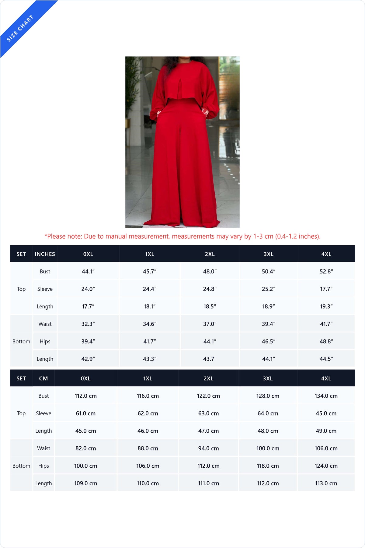 Plus Size Lantern Sleeve Wide Leg Pant Set