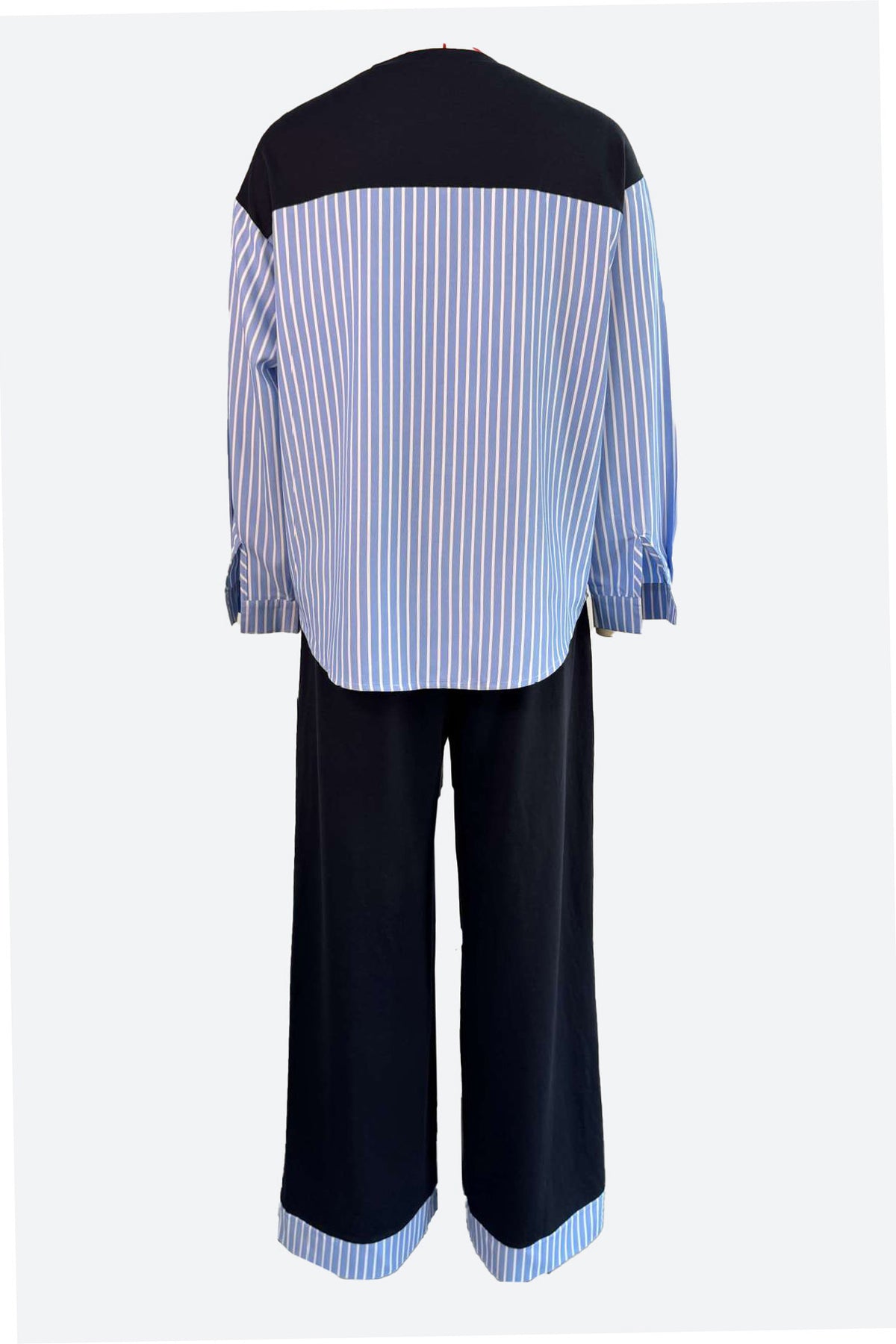 Striped Patchwork Top and High Waist Pants Set