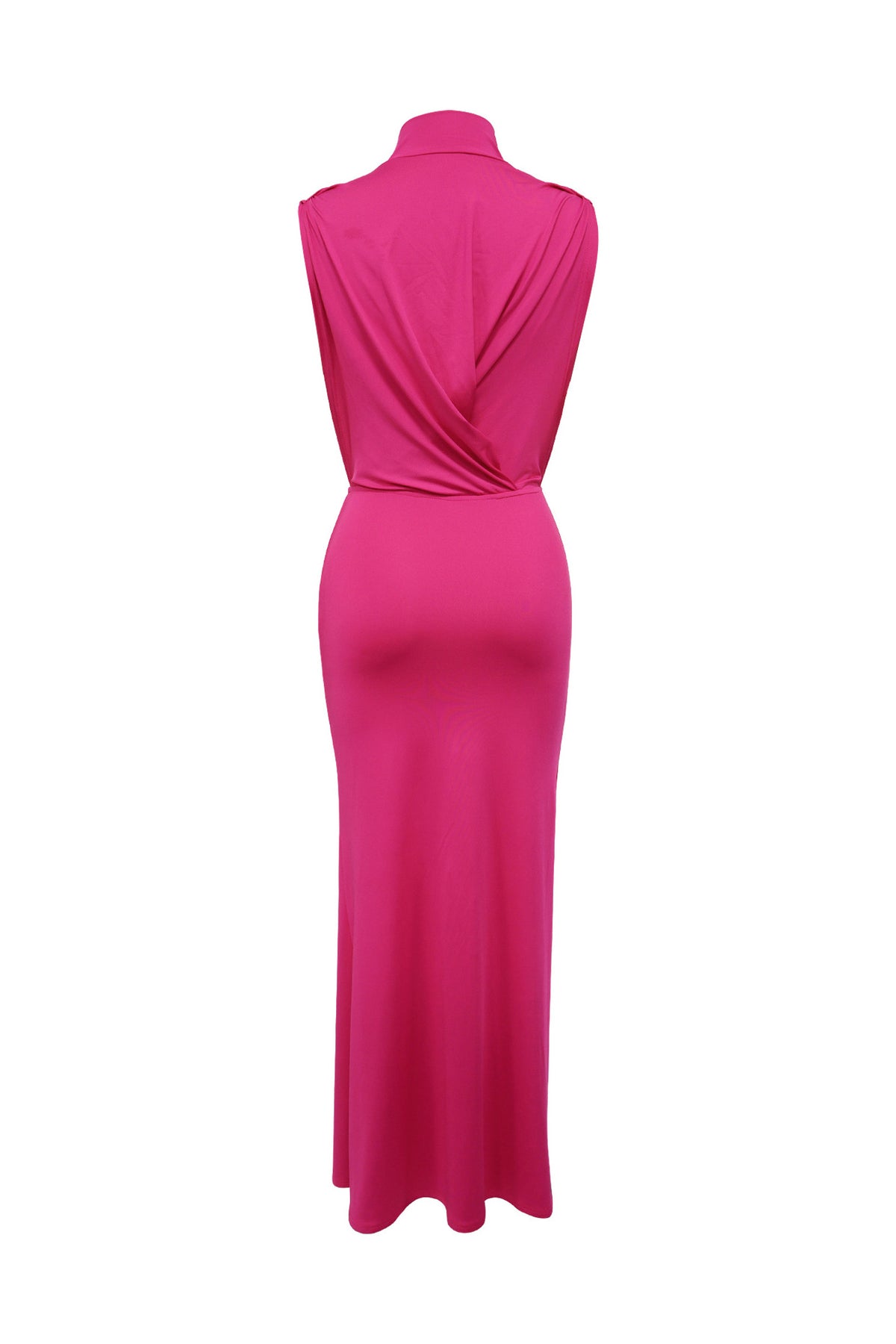Mock Neck Cutout Ruched Maxi Dress