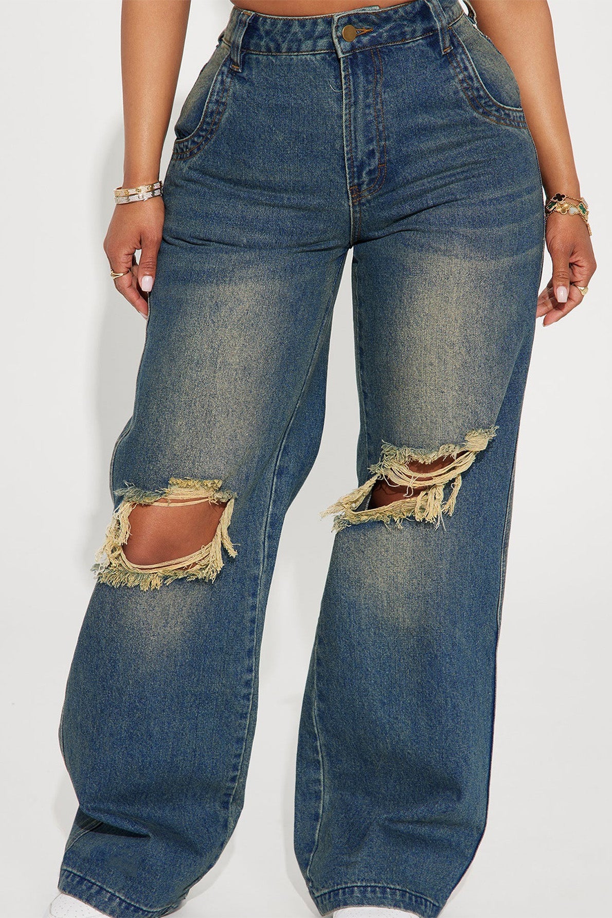 Vintage Washed Distressed Baggy Jeans