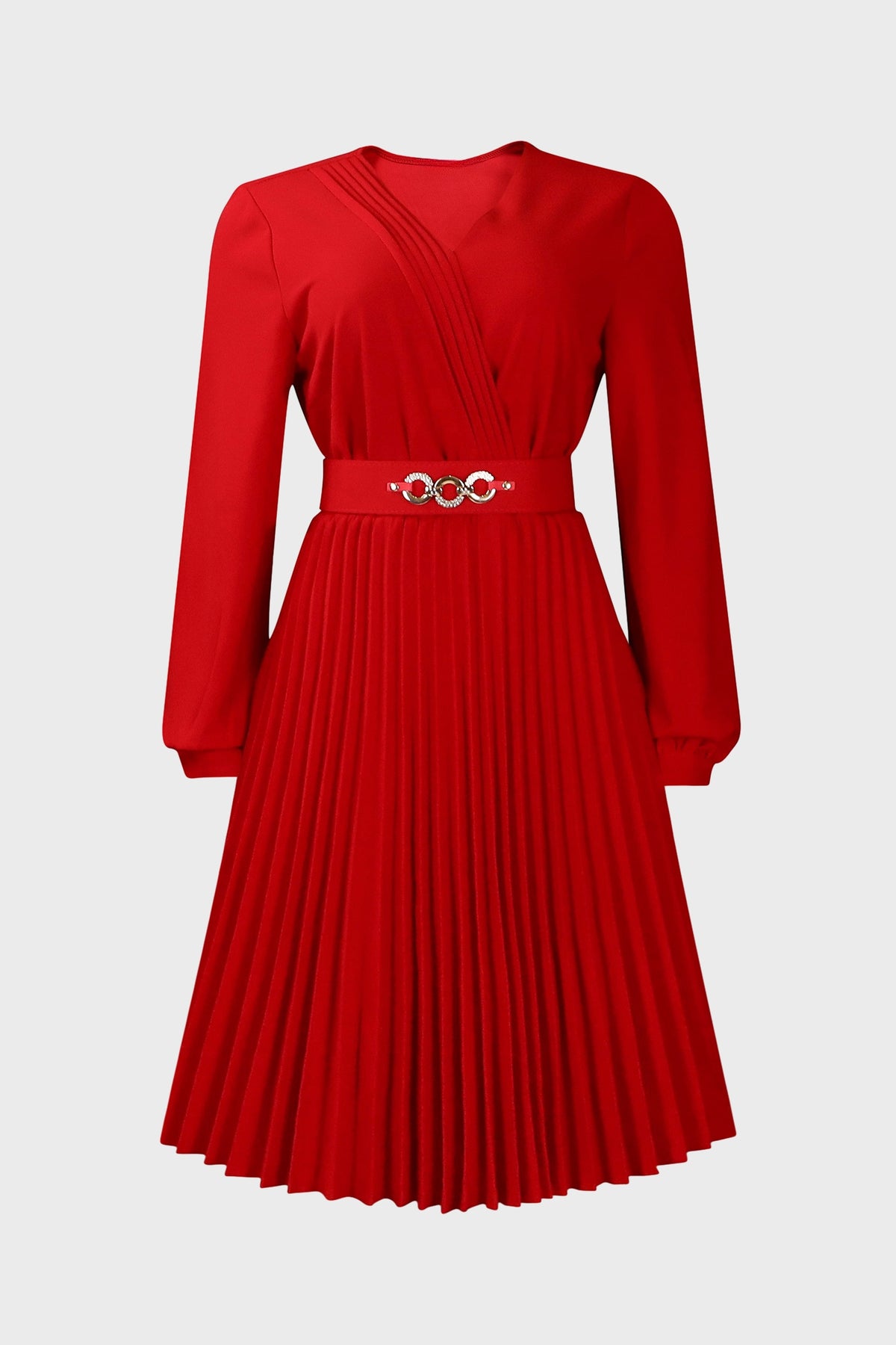 V Neck Long Sleeve Evening Long Dress