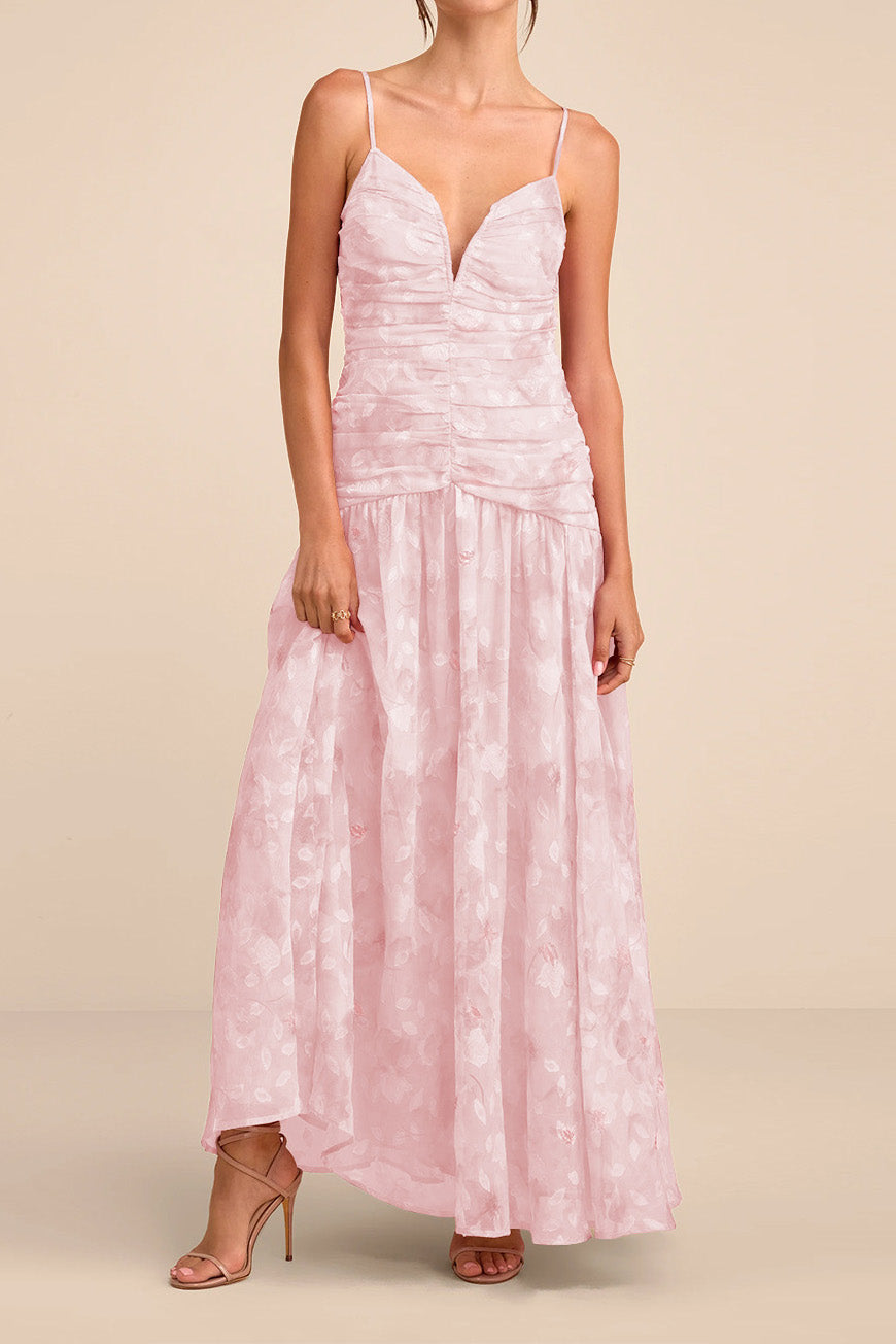 Floral Ruched Cami Vacation Maxi Dress