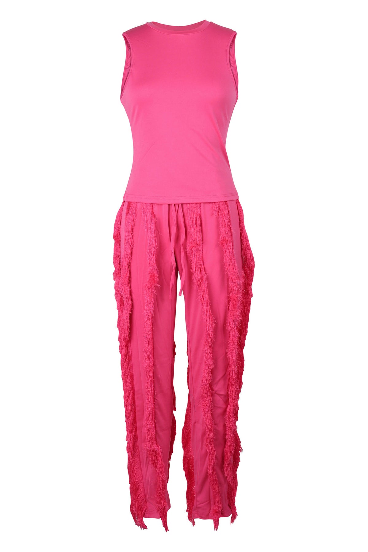 Fringe Pants Sleeveless Casual Two Piece Set
