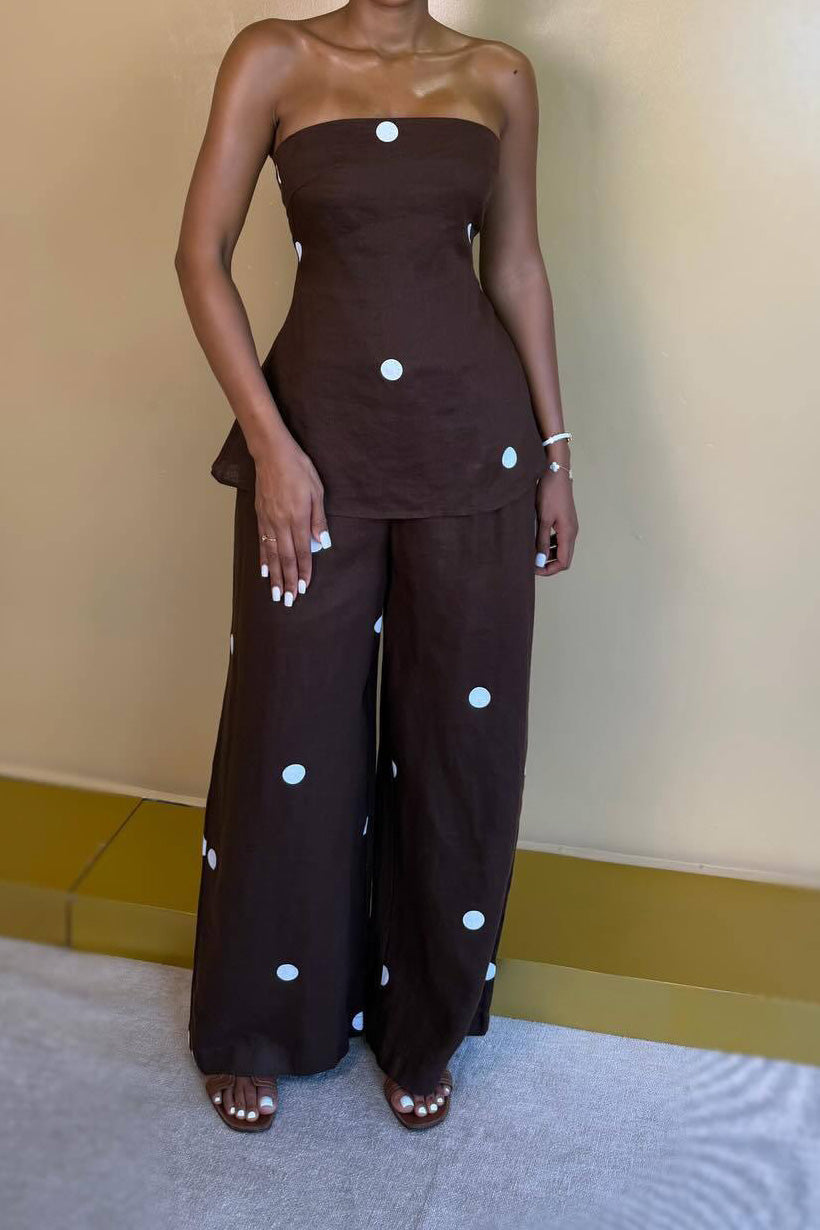 Polka Dot Peplum Pant Set