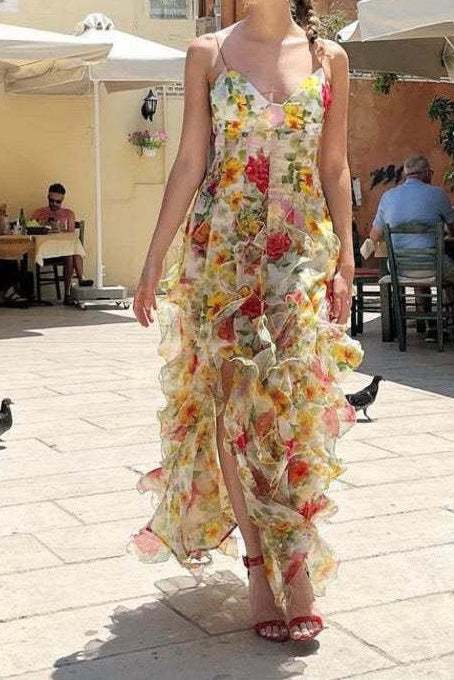 Ruffle Sheer Maxi Dress