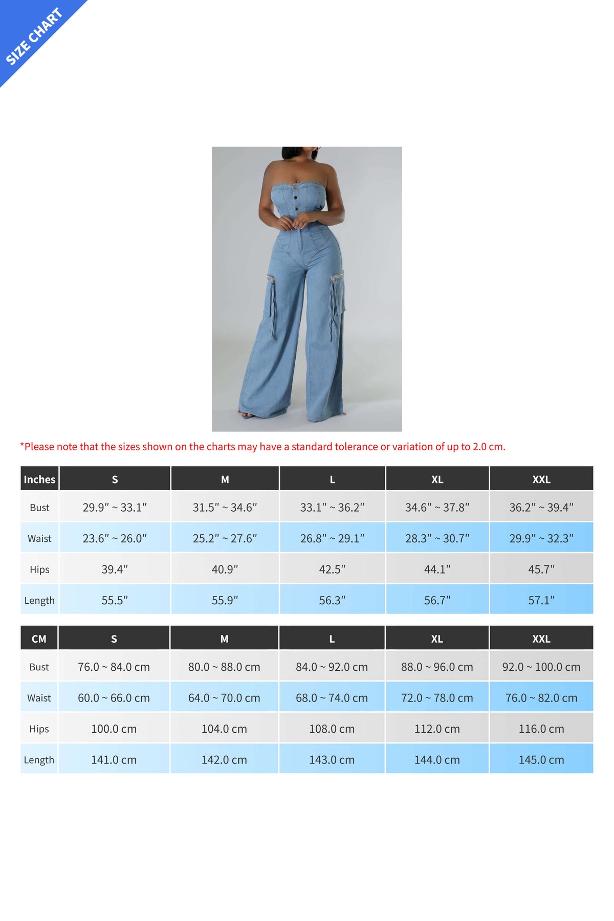 Slim Fit Strapless Denim Jumpsuit