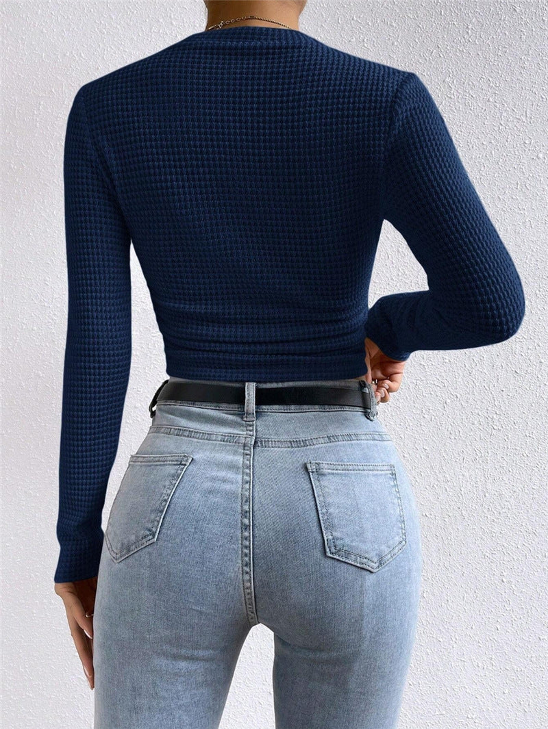 Solid Color Waffle Slim Fit T-Shirt