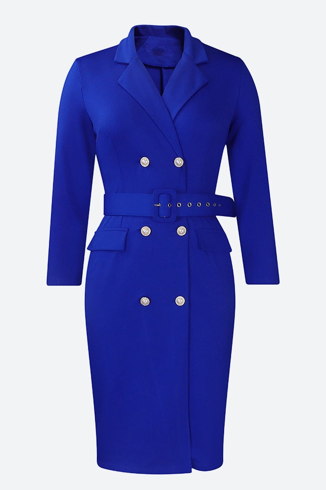 Long Sleeve Double Breasted Midi Dress