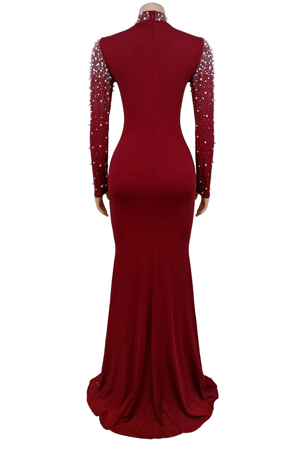 Rhinestone Mock Neck Mermaid Maxi Dress