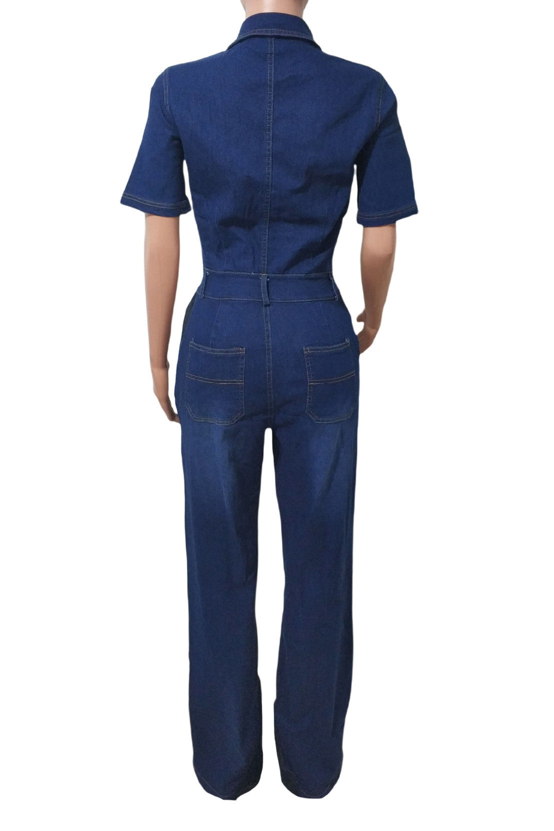 Denim Button-Front Carpenter Jumpsuit