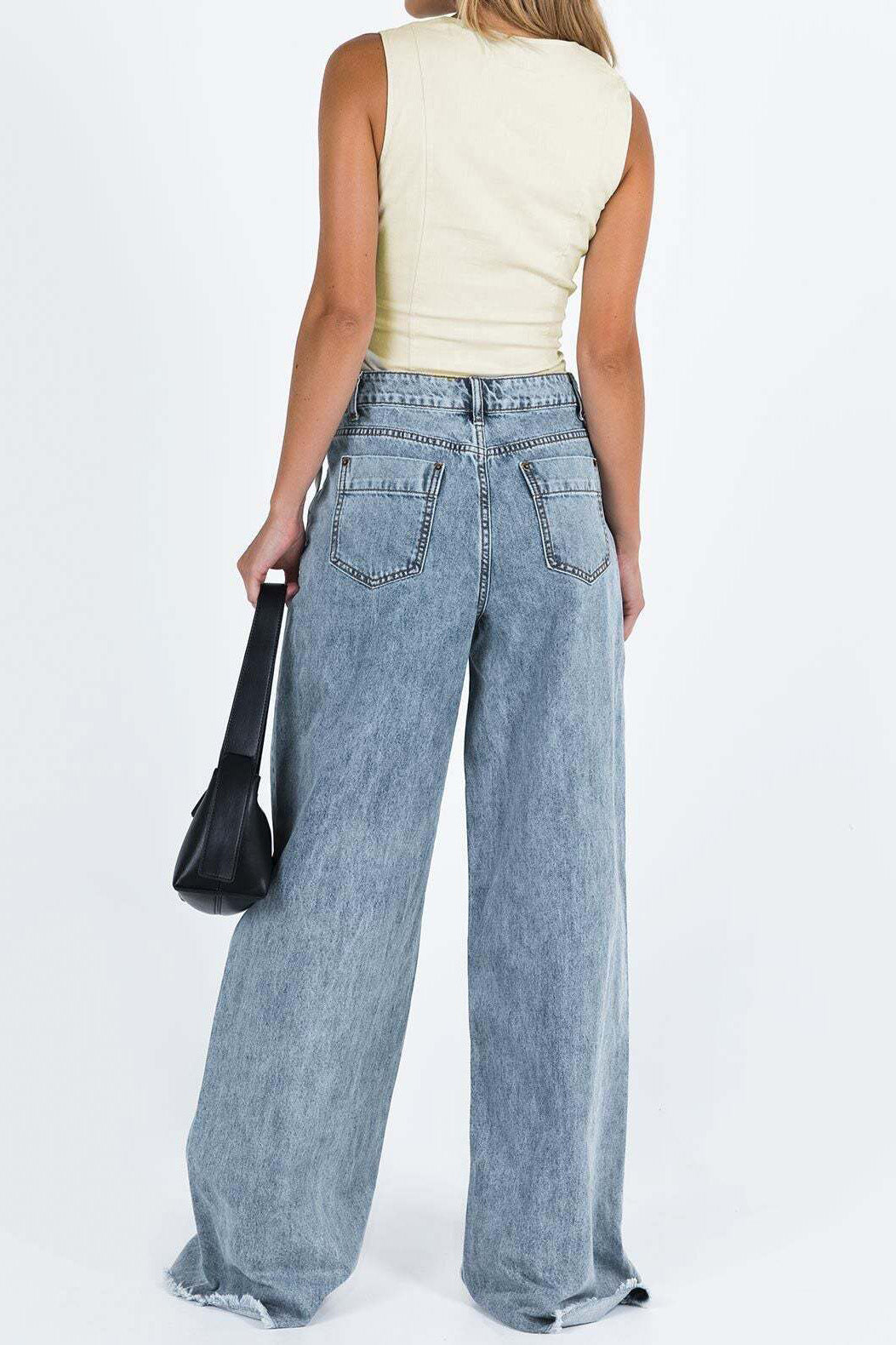 Loose Fit Casual Denim Long Pants