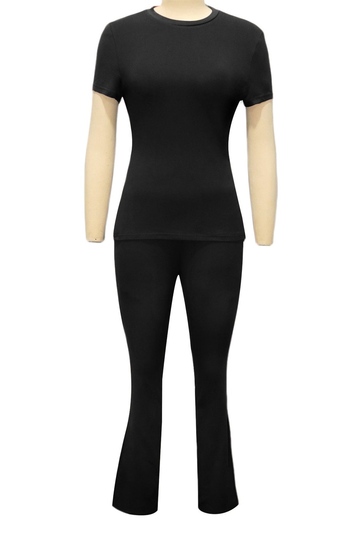 Fitted Short Sleeve Flare Pant Set