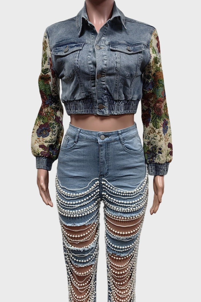 Flower Denim Jacket
