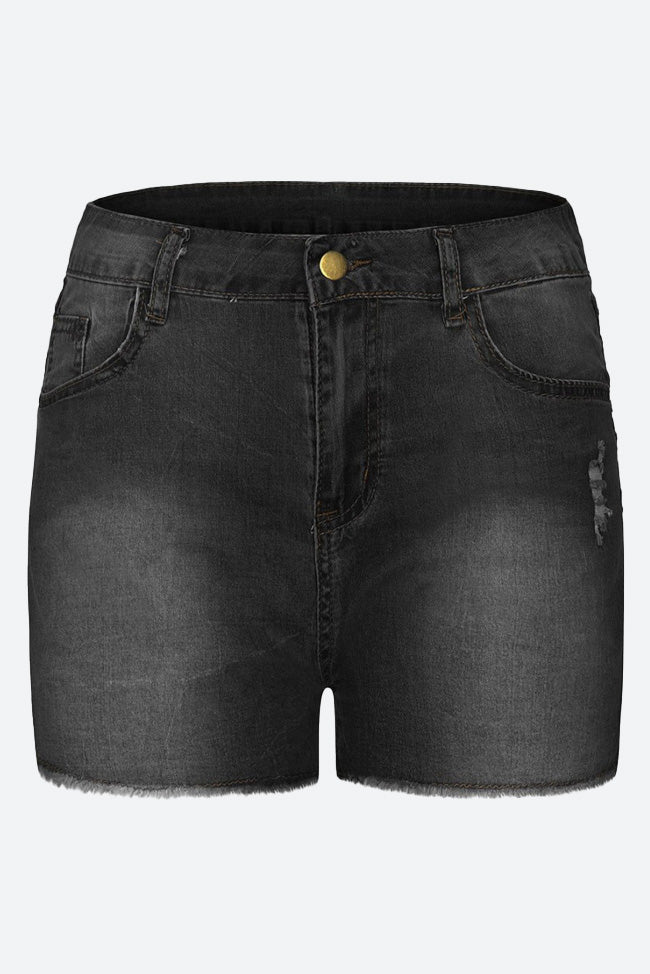 Stretch Skinny Ripped Denim Shorts