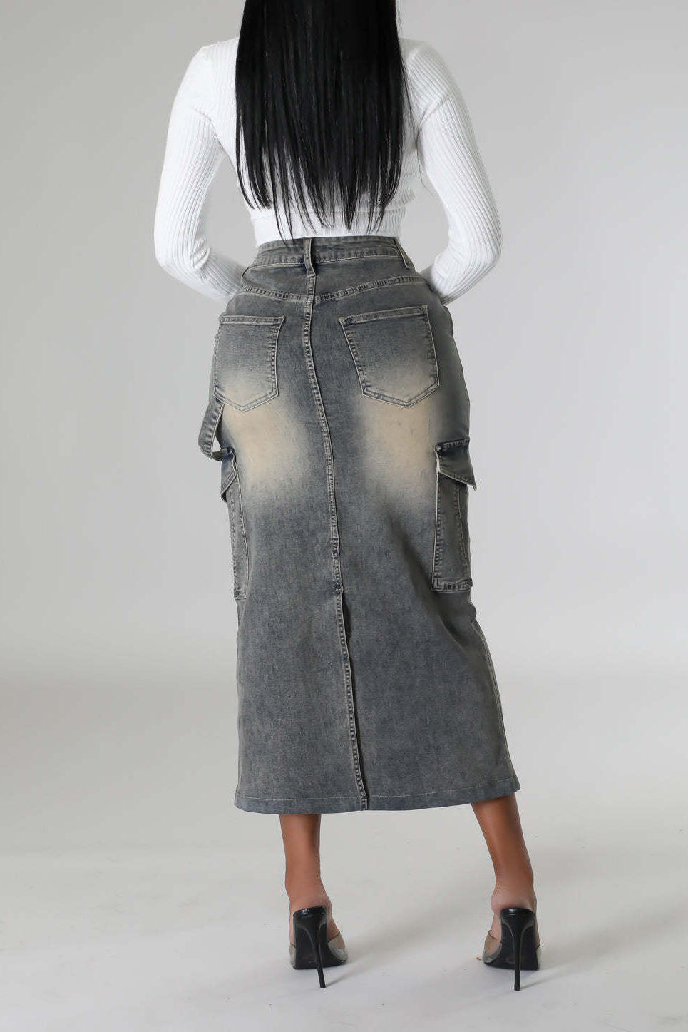 Denim Cargo Skirt