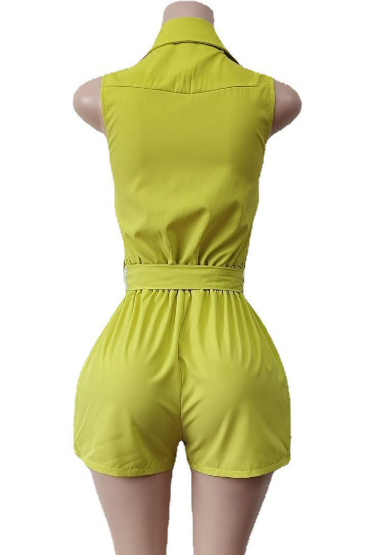 Sleeveless Tie Waist Casual Romper