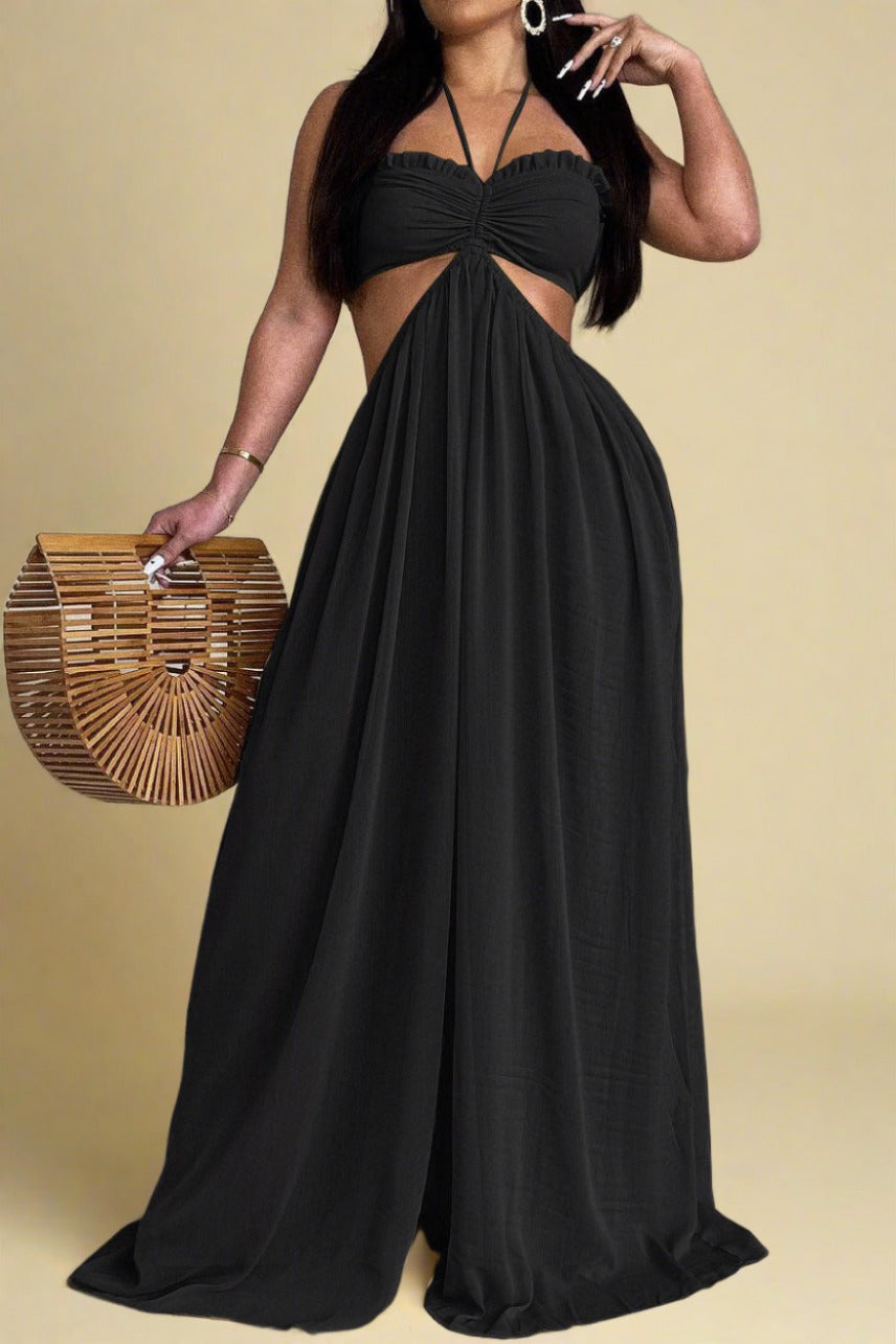 Wide Leg Flared Jumpsuit