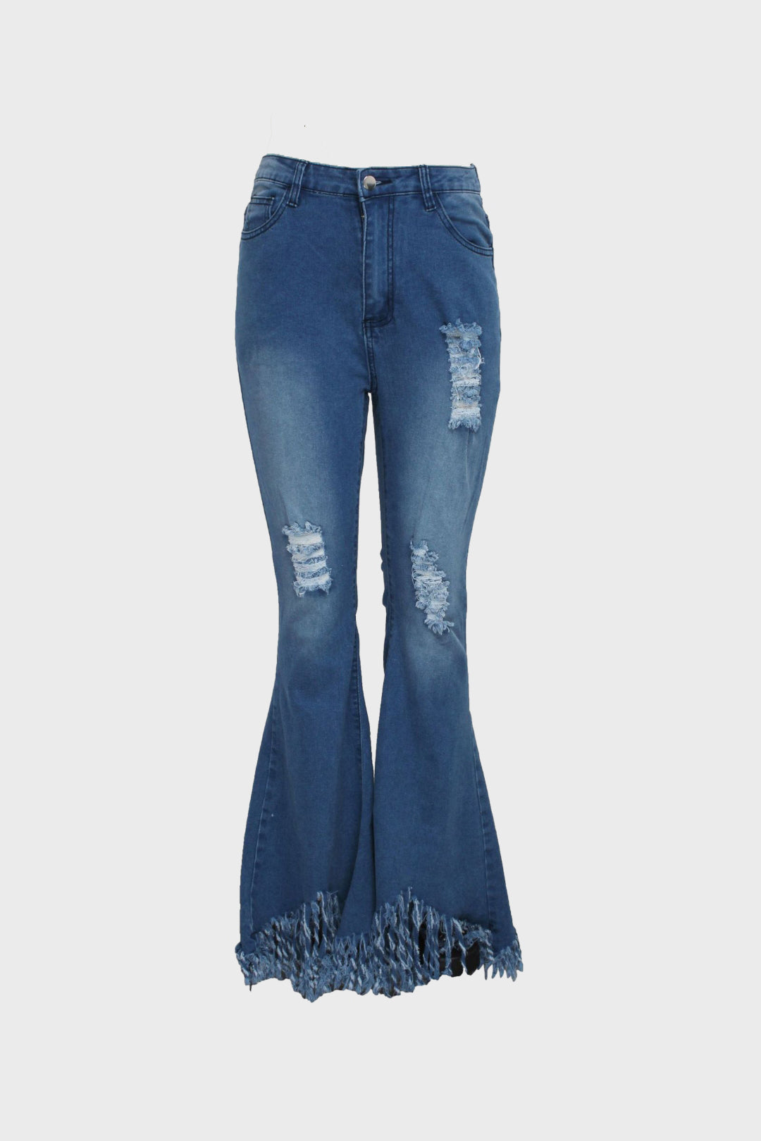 Stretch Ripped Wide Leg Jeans
